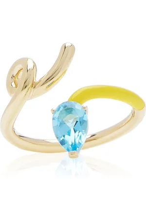 BEA BONGIASCA B 9K Yellow Gold Topaz Enameled Ring