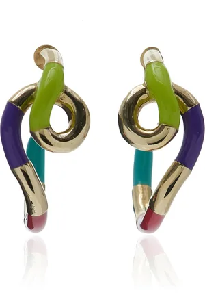 BEA BONGIASCA WOW Mini Enameled 9K Yellow Gold Earrings