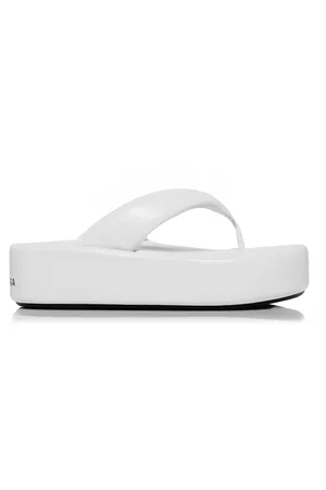 Balenciaga Women Platform Sandals - Women's Rise Platform Leather Thong Sandals