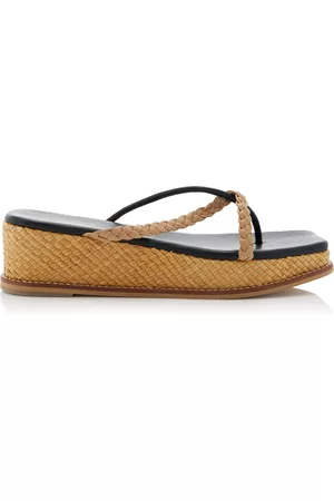 JOHANNA ORTIZ Women Wedged Sandals - Women's Earthly Heaven Palm; Leather Wedge Sandals
