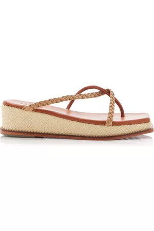 JOHANNA ORTIZ Women Wedged Sandals - Women's Earthly Heaven Palm; Leather Wedge Sandals