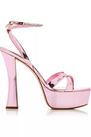 Miu Miu Women Platform Sandals - Women's Décolleté Bejeweled Leather Platform Sandals