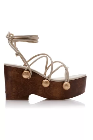 Cult Gaia Women Platform Sandals - Women's Terra Wood Platform Leather Sandals
