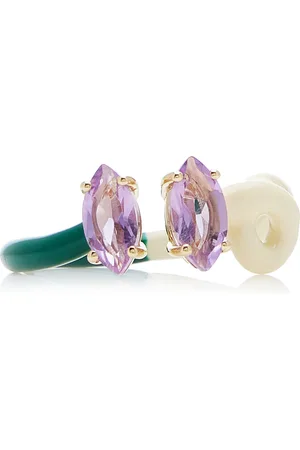 BEA BONGIASCA B 9K Yellow Gold Amethyst Enameled Double Vine Ring
