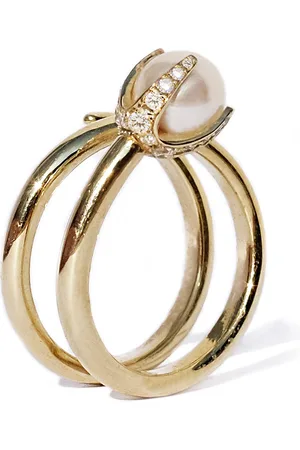 Kat Kim 18K Yellow Crescendo Pearl and Diamond Ring