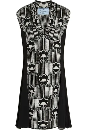 Prada Floral Wool And Crepe Dress