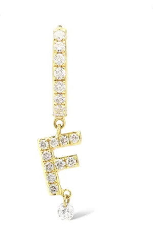 PERSÉE 18K Yellow Alphabet Letter Diamond Single Earring-F