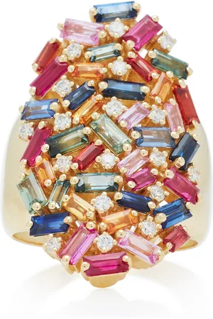 Suzanne Kalan Rainbow 18K Yellow-Gold and Sapphire Cocktail Ring