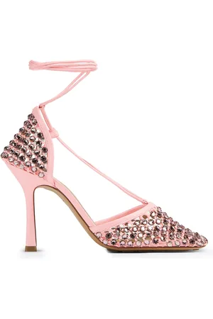 Bottega Veneta Stretch Lace-Up Crystal Sandals