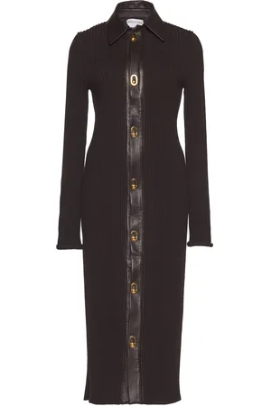Bottega Veneta Collared Knitted Wool-Blend Midi Dress