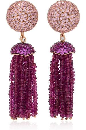 Anabela Chan Bauble Tassel 18K Rose Gold Vermeil Sapphire; Garnet Earrings