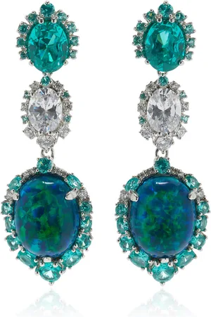 Anabela Chan Ocean 18K White Gold; Rhodium Vermeil Opal; Tourmaline; And Diamond Earrings