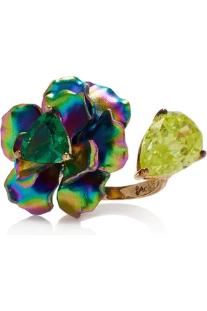 Anabela Chan Acid Rainbow Bloom 18K Gold Vermeil; Aluminum Emerald; Quartz Ring