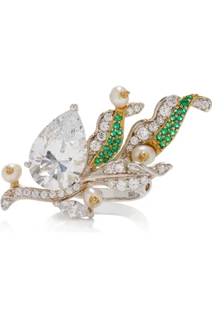 Anabela Chan Lily of the Valley 18K Gold Vermeil Emerald; Diamond; And Pearl Ring
