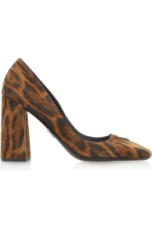 Prada Logo-Detailed Leopard Suede Pumps