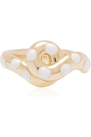 BEA BONGIASCA Chunky Wave 9K Yellow Gold Enameled Polka Dot Ring