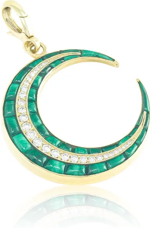 JENNA BLAKE 18K Yellow Gold Diamond And Malachite Charm