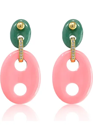 JENNA BLAKE Mariner Link 18K Yellow Gold -Stone Earrings