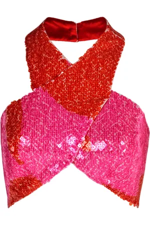 Silvia Tcherassi Nahia Sequined Halter Crop Top