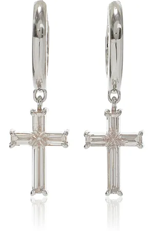 VRAI Petite Cross 14K Gold Lab-Grown Diamond Huggie Earrings