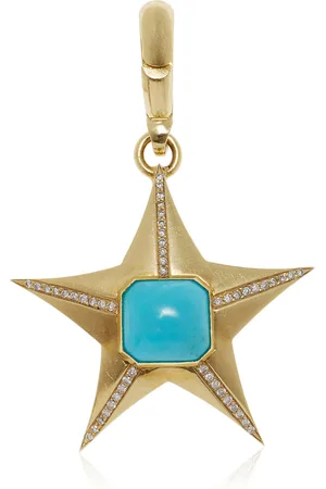 JENNA BLAKE Star 18K Yellow Diamond Turquoise Charm