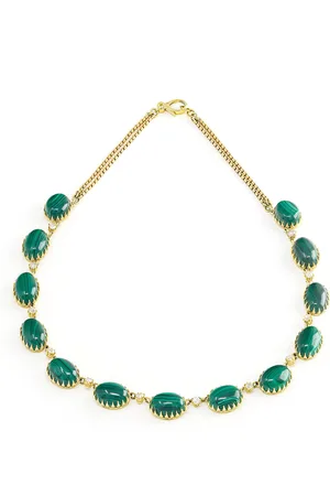 JENNA BLAKE 18K Yellow Gold Diamond And Malachite Necklace
