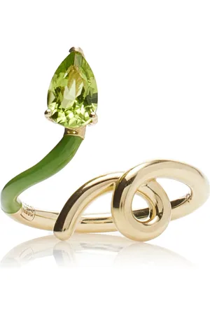 BEA BONGIASCA Enameled 9K Yellow Gold Peridot Half Ring
