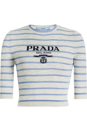 Prada Striped Ribbed-Knit Wool Top