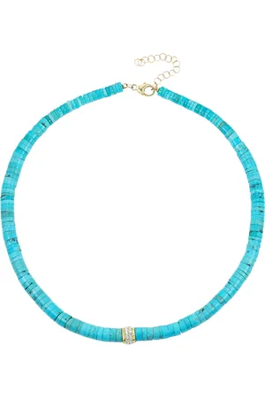 JENNA BLAKE Beaded 18K Yellow Gold Diamond; And Turquoise Necklace