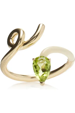 BEA BONGIASCA Enameled 9K Yellow Gold Peridot Half Ring