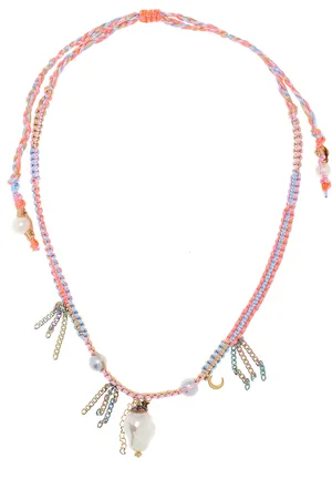 Joie DiGiovanni Neon Diamond Knotted Silk -Stone Necklace
