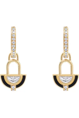 State Property 18k Yellow Gold Diamond; Enamel Earrings