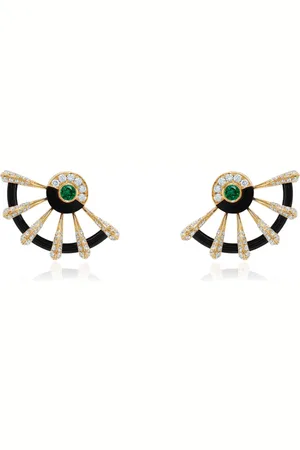 State Property 18k Yellow Gold Diamond; Emerald; Onyx Earrings