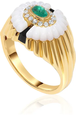 State Property 18K Gold Emerald Alara Snowdrop Signet Ring