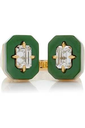 Minty 18k Yellow Gold Deuce Court Medium Diamond Split Ring