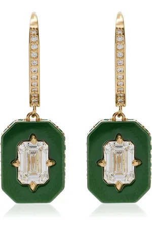 Minty 18k Yellow Gold and Ceramic Large Diamond Huggie