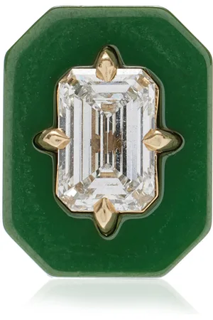 Minty 18k Yellow Gold Deuce Court Ceramic Diamond Large Single Stud Earring