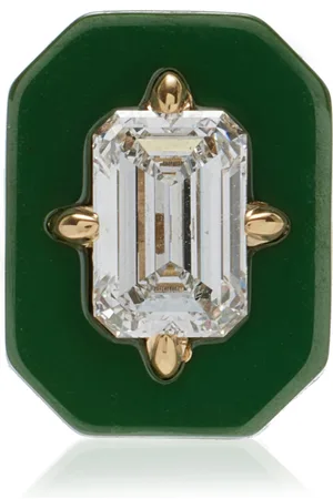 Minty 18k Yellow Gold Deuce Court Ceramic Diamond Medium Single Stud Earring