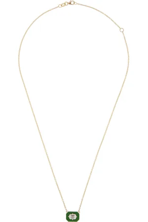 Minty 18k Yellow Gold Deuce Court Ceramic Large Diamond East-West Pendant