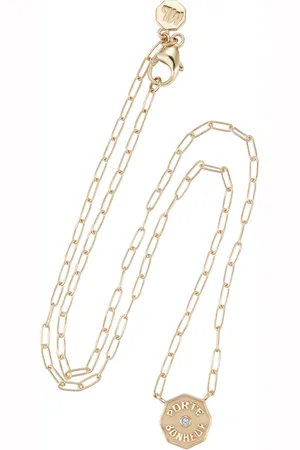 Marlo Laz Wee Porte Bonheur 14K Yellow Aquamarine Necklace