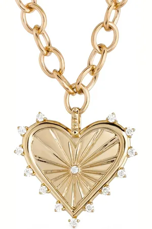 Marlo Laz Spiked Heart 14K Yellow Diamond Coin Necklace