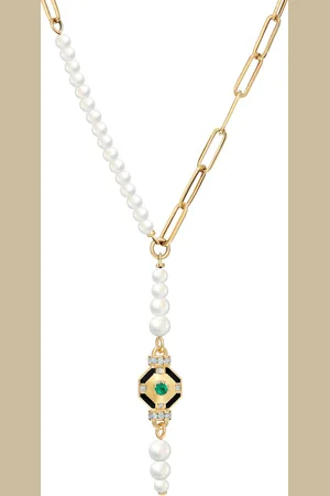 State Property Genil Enchantress 18K Yellow Gold Pearl; Emerald Necklace
