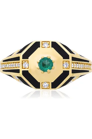 State Property Genil Enchantress 18K Yellow Gold Emerald; Diamond Signet Ring