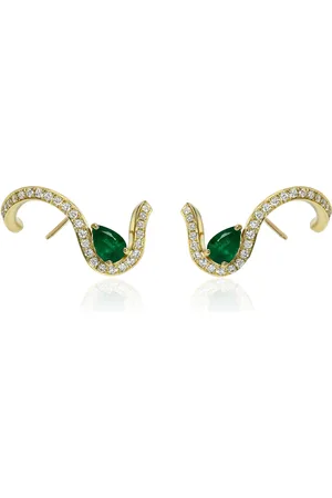 Kat Kim 18k Emerald Trace Pave Single Earring