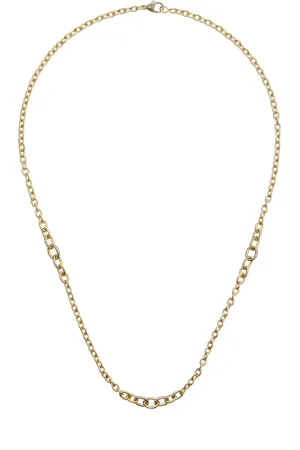 Sylva & Cie 18K Three Diamond Section Chain Necklace