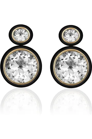 Goshwara Round Rock Crystal & Onyx Inlay Earrings