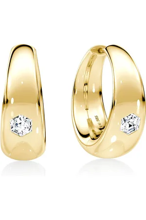 VRAI Petra & Meehan 14K Yellow Lab-Grown Diamond Hoop Earrings