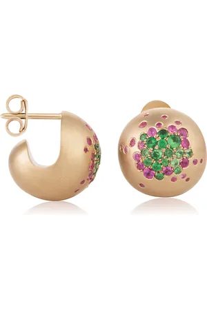 Nada 18K Yellow Pink Sapphire; Tsavorite Earrings