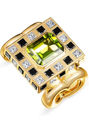 Nevernot 18k Yellow ‘Let’s Play Chess’ Green Peridot Ring
