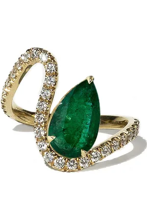Kat Kim 18K Yellow Gold Floating Emerald and Diamond Ring